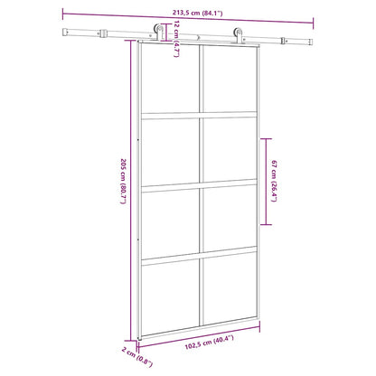 vidaXL Sliding Door with Hardware Set 102.5x205 cm Tempered Glass and Aluminium