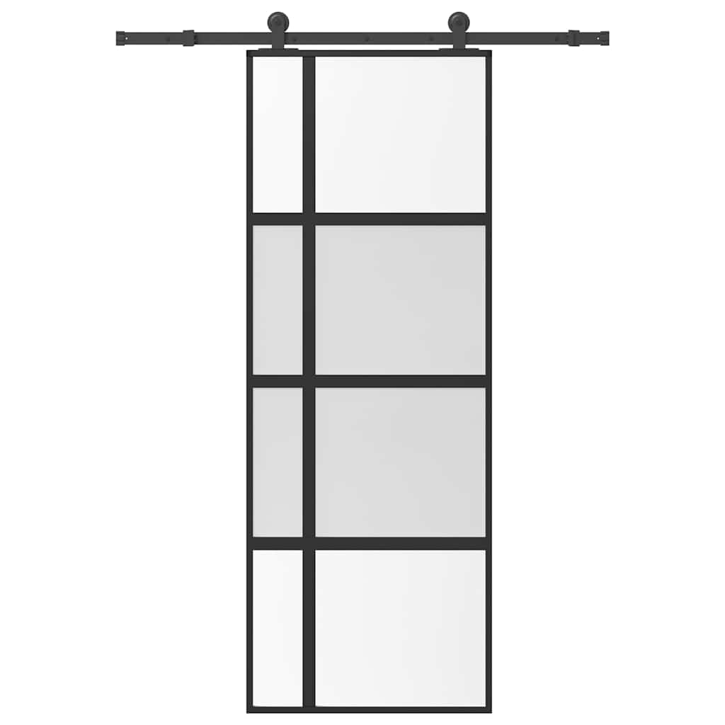 vidaXL Sliding Door with Hardware Set 76x205 cm Tempered Glass&Aluminium