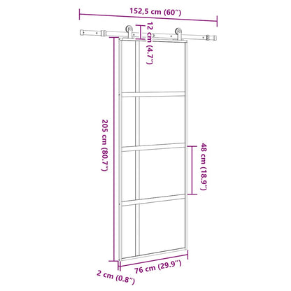 vidaXL Sliding Door with Hardware Set 76x205 cm Tempered Glass&Aluminium