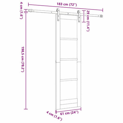 vidaXL Sliding Door ORKDAL White and Black 61 x 198.5 cm