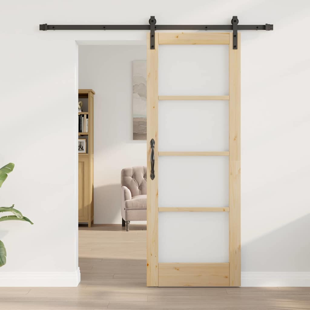 vidaXL Sliding Door ORKDAL Natural and Black 73.5 x 198.5 cm