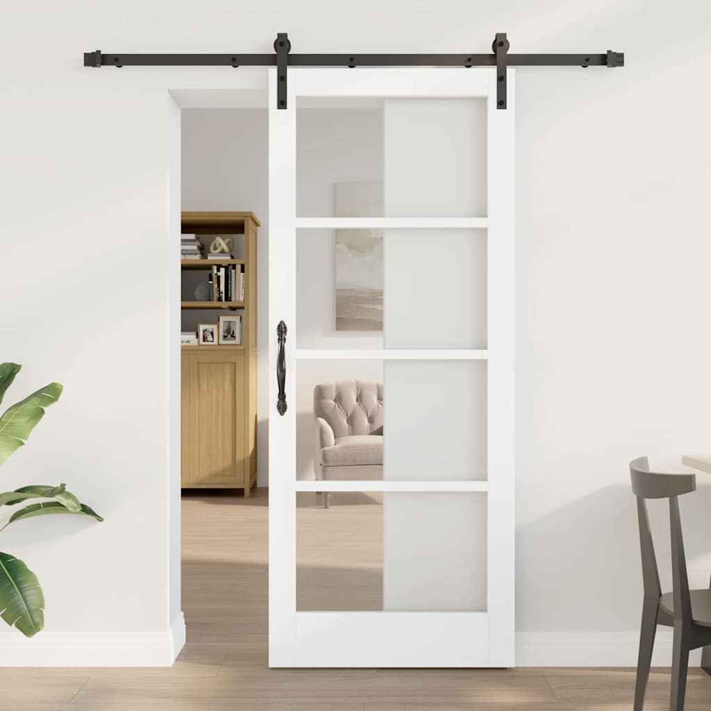 vidaXL Sliding Door ORKDAL White and Black 83 x 202 cm
