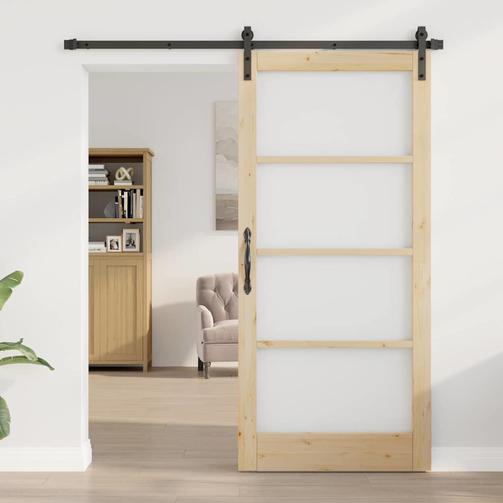 vidaXL Sliding Door ORKDAL Natural and Black 93 x 202 cm