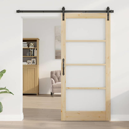 vidaXL Sliding Door ORKDAL Natural and Black 93 x 202 cm