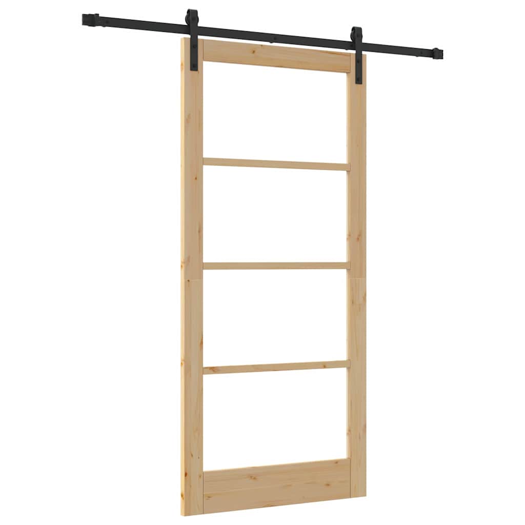 vidaXL Sliding Door ORKDAL Natural and Black 93 x 202 cm