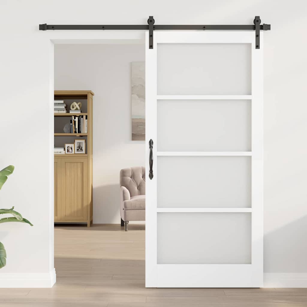 vidaXL Sliding Door ORKDAL White and Black 93 x 202 cm