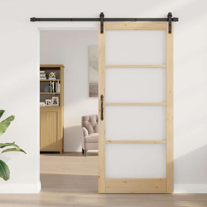 vidaXL Sliding Door ORKDAL Natural and Black 93 x 211 cm
