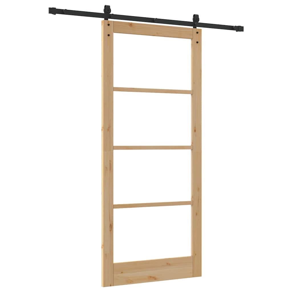 vidaXL Sliding Door ORKDAL Natural and Black 93 x 211 cm