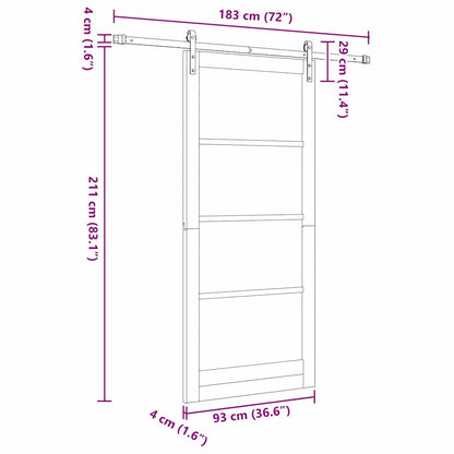 vidaXL Sliding Door ORKDAL Natural and Black 93 x 211 cm