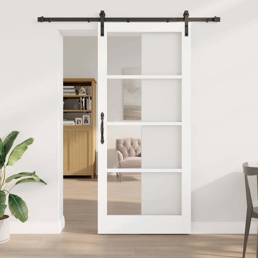 vidaXL Sliding Door ORKDAL White and Black 93 x 211 cm