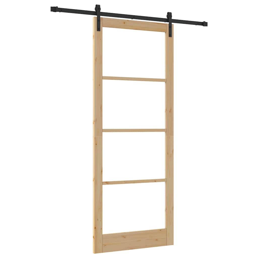 vidaXL Sliding Door ORKDAL Natural and Black 93 x 232 cm