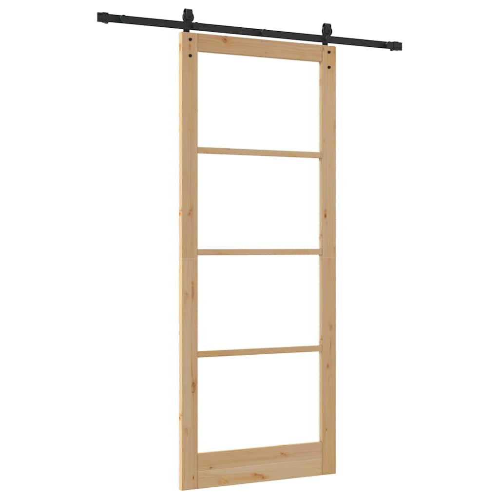 vidaXL Sliding Door ORKDAL Natural and Black 93 x 232 cm
