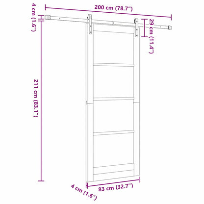 vidaXL Sliding Door ORKDAL White and Black 83 x 211 cm