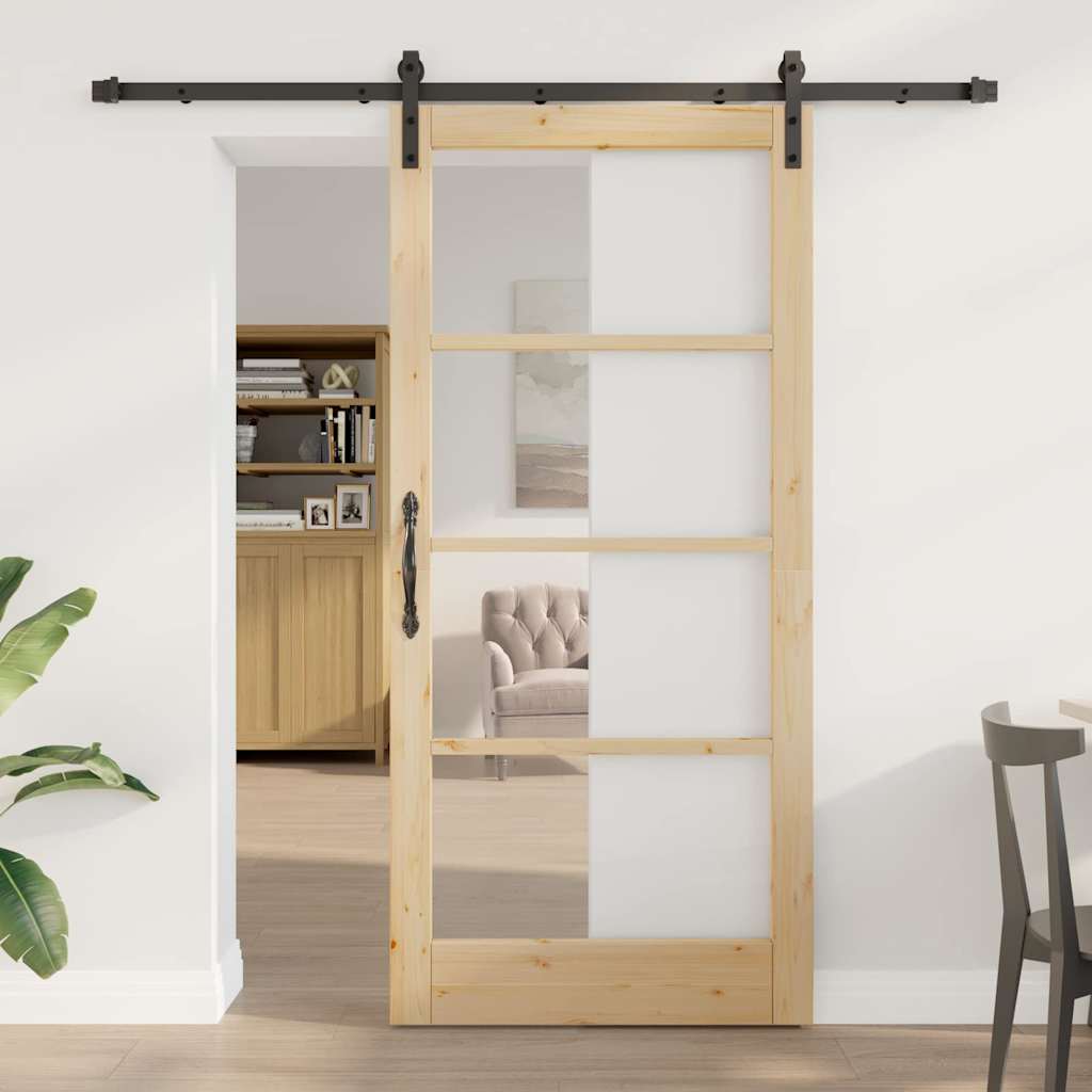 vidaXL Sliding Door ORKDAL Natural and Black 93 x 202 cm