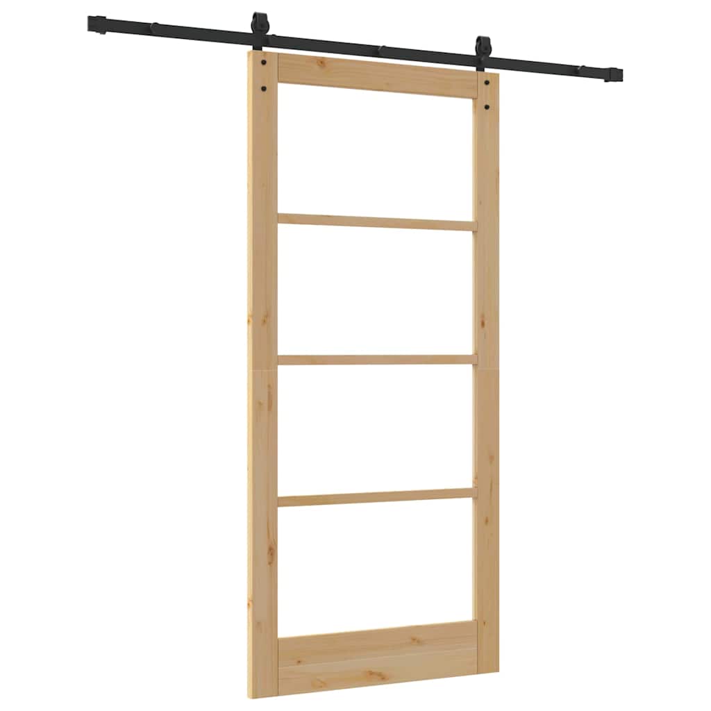 vidaXL Sliding Door ORKDAL Natural and Black 93 x 202 cm