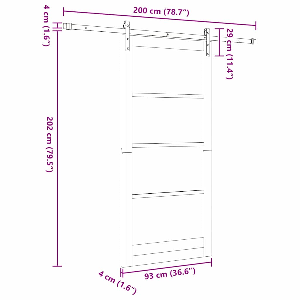 vidaXL Sliding Door ORKDAL Natural and Black 93 x 202 cm