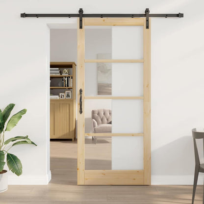 vidaXL Sliding Door ORKDAL Natural and Black 93 x 211 cm