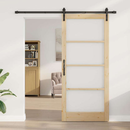 vidaXL Sliding Door ORKDAL Natural and Black 93 x 211 cm
