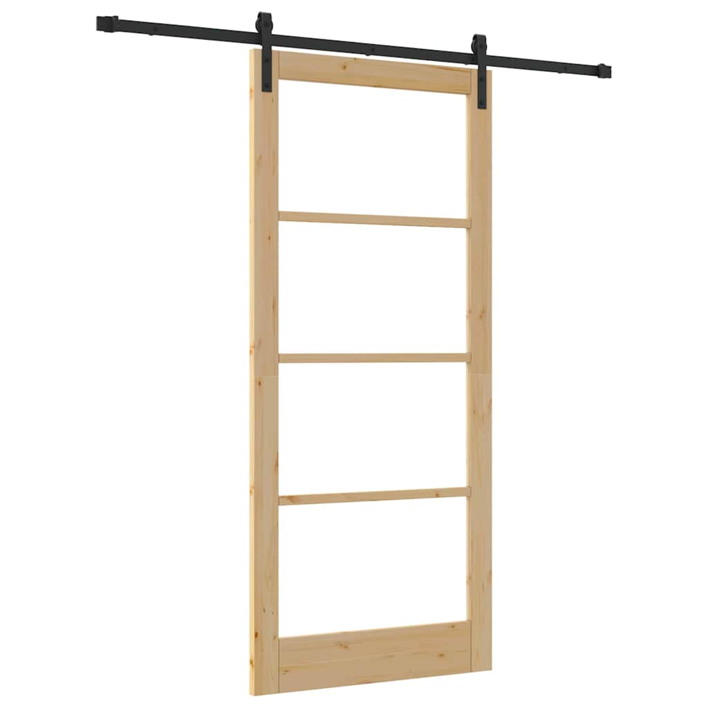 vidaXL Sliding Door ORKDAL Natural and Black 93 x 211 cm