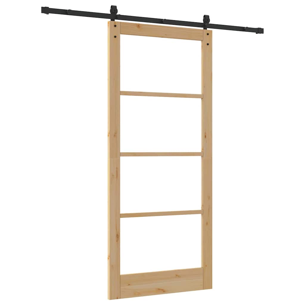 vidaXL Sliding Door ORKDAL Natural and Black 93 x 211 cm