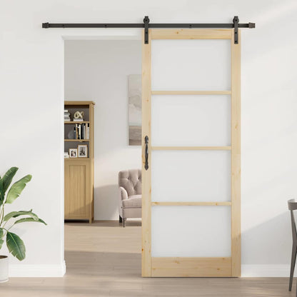vidaXL Sliding Door ORKDAL Natural and Black 93 x 232 cm