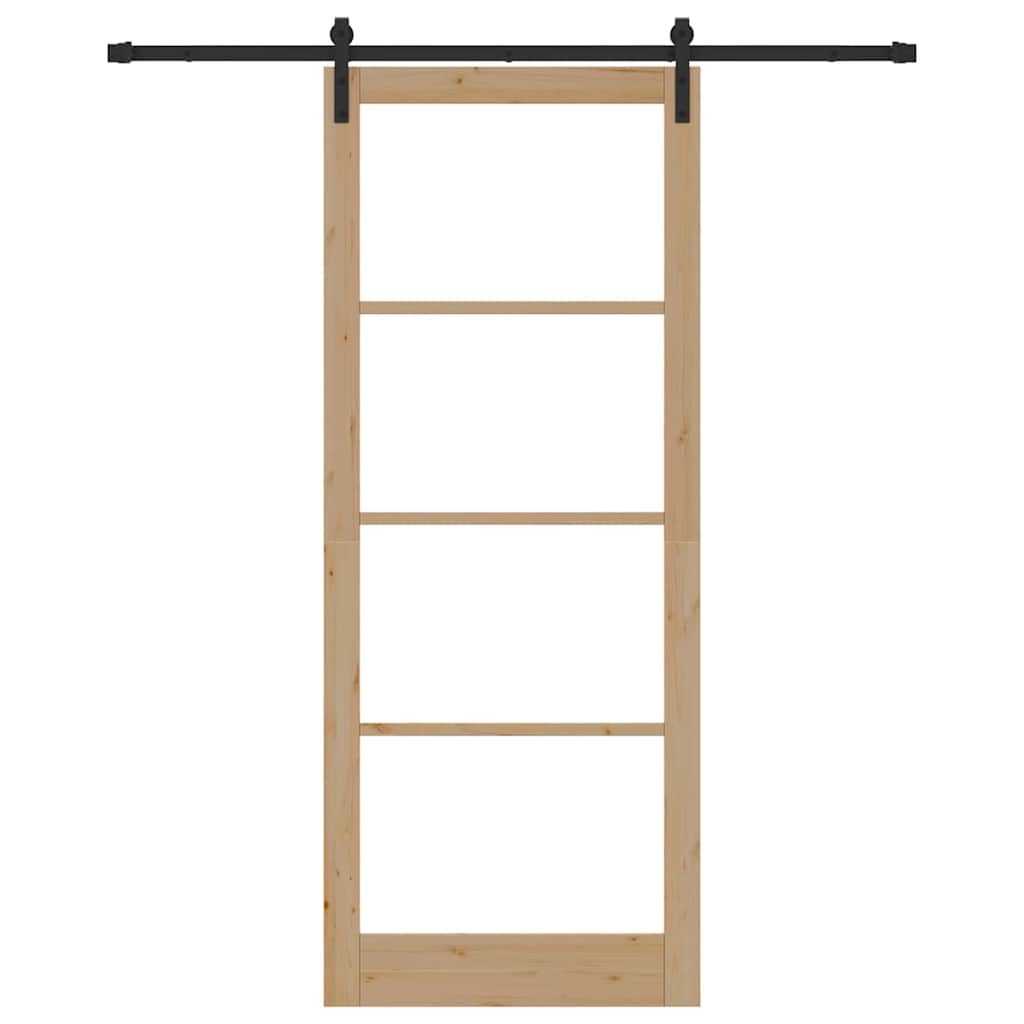 vidaXL Sliding Door ORKDAL Natural and Black 93 x 232 cm