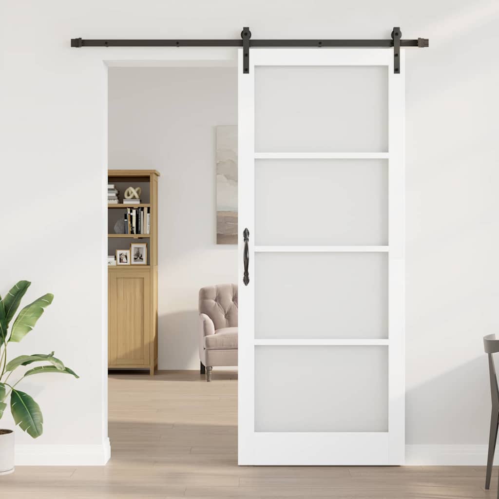 vidaXL Sliding Door ORKDAL White and Black 93 x 232 cm
