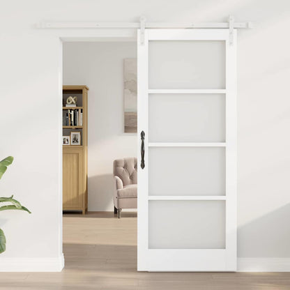 vidaXL Sliding Door ORKDAL White 83 x 202 cm Solid Pine Wood and Glass