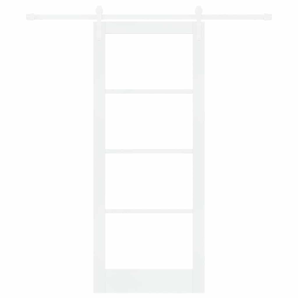 vidaXL Sliding Door ORKDAL White 83 x 202 cm Solid Pine Wood and Glass