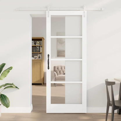 vidaXL Sliding Door ORKDAL White 83 x 211 cm Solid Pine Wood and Glass