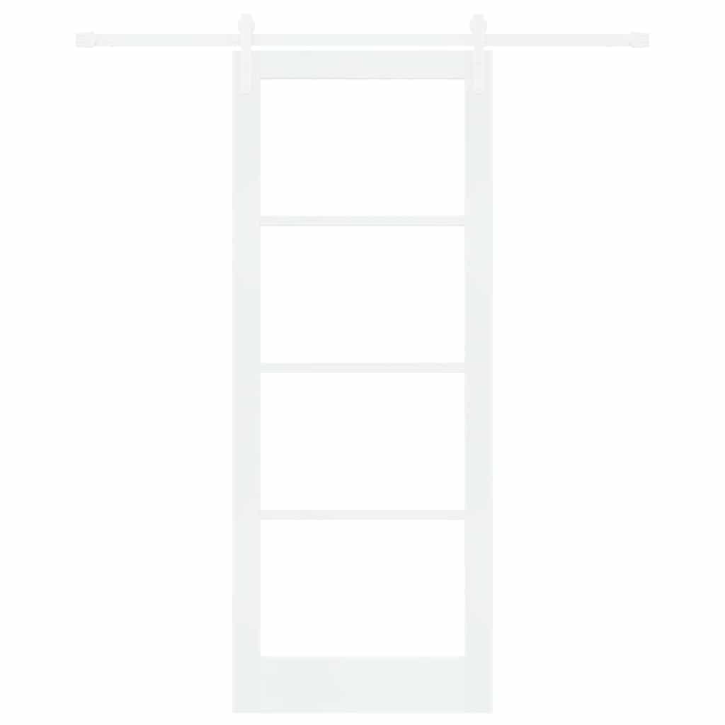vidaXL Sliding Door ORKDAL White 83 x 211 cm Solid Pine Wood and Glass