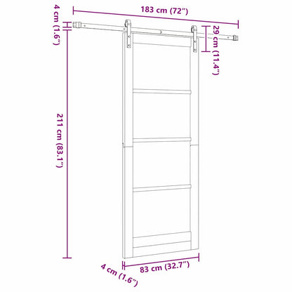 vidaXL Sliding Door ORKDAL White 83 x 211 cm Solid Pine Wood and Glass