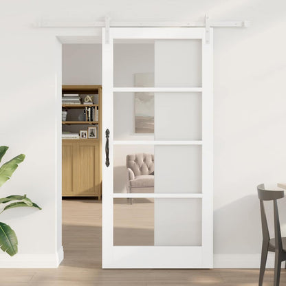 vidaXL Sliding Door ORKDAL White 93 x 202 cm Solid Pine Wood and Glass