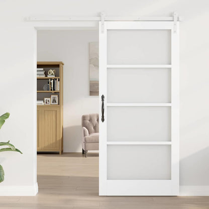 vidaXL Sliding Door ORKDAL White 93 x 202 cm Solid Pine Wood and Glass