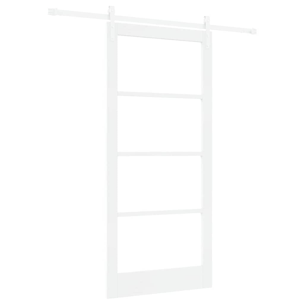 vidaXL Sliding Door ORKDAL White 93 x 202 cm Solid Pine Wood and Glass