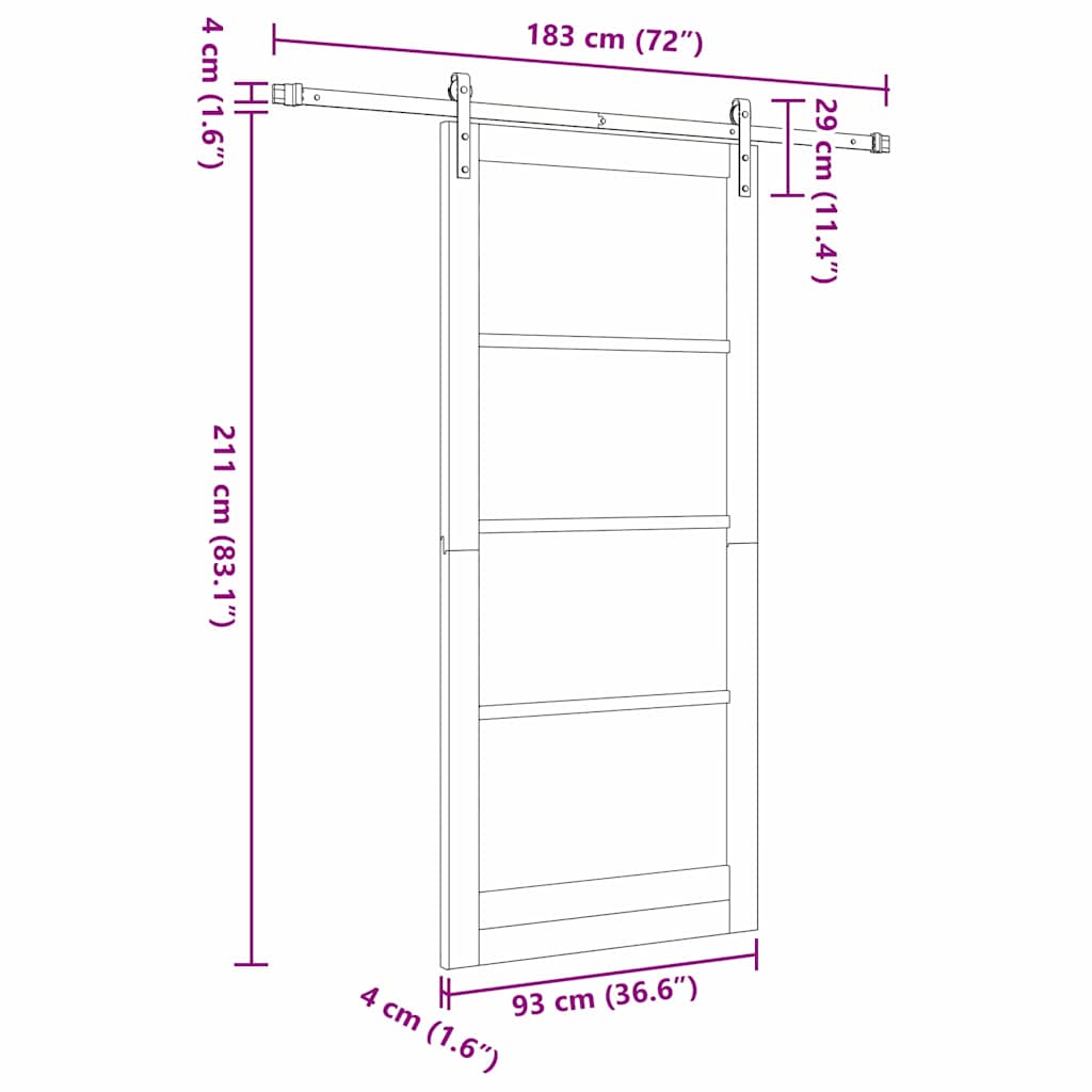 vidaXL Sliding Door ORKDAL White 93 x 211 cm Solid Pine Wood and Glass