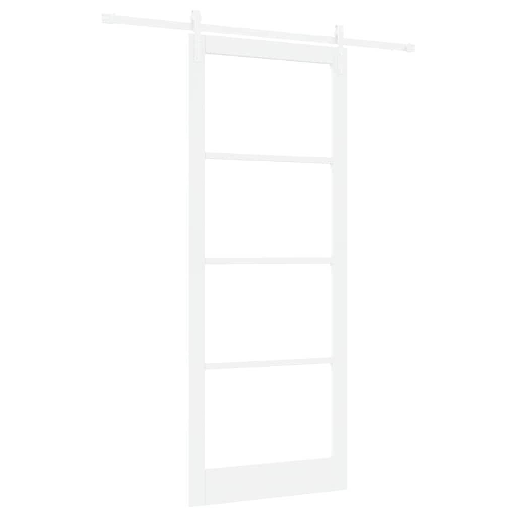 vidaXL Sliding Door ORKDAL White 93 x 232 cm Solid Pine Wood and Glass