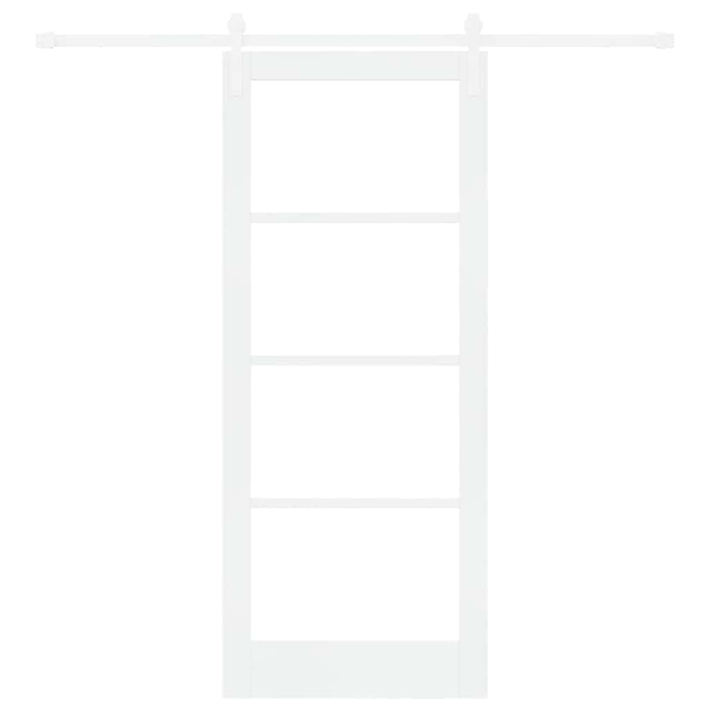 vidaXL Sliding Door ORKDAL White 83 x 202 cm Solid Pine Wood and Glass
