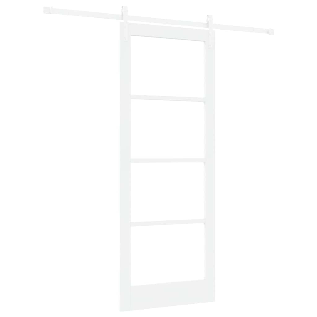 vidaXL Sliding Door ORKDAL White 83 x 211 cm Solid Pine Wood and Glass