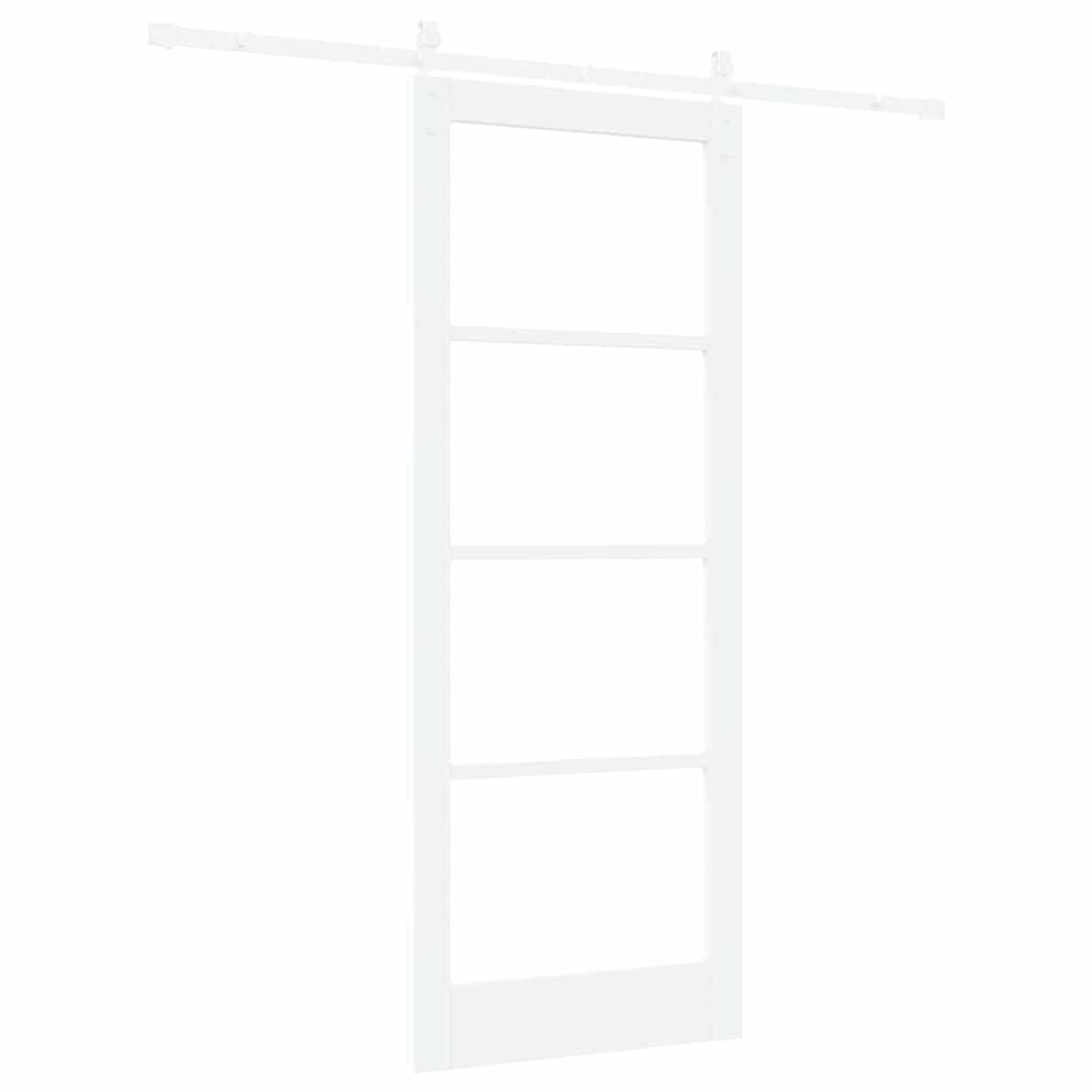 vidaXL Sliding Door ORKDAL White 83 x 211 cm Solid Pine Wood and Glass