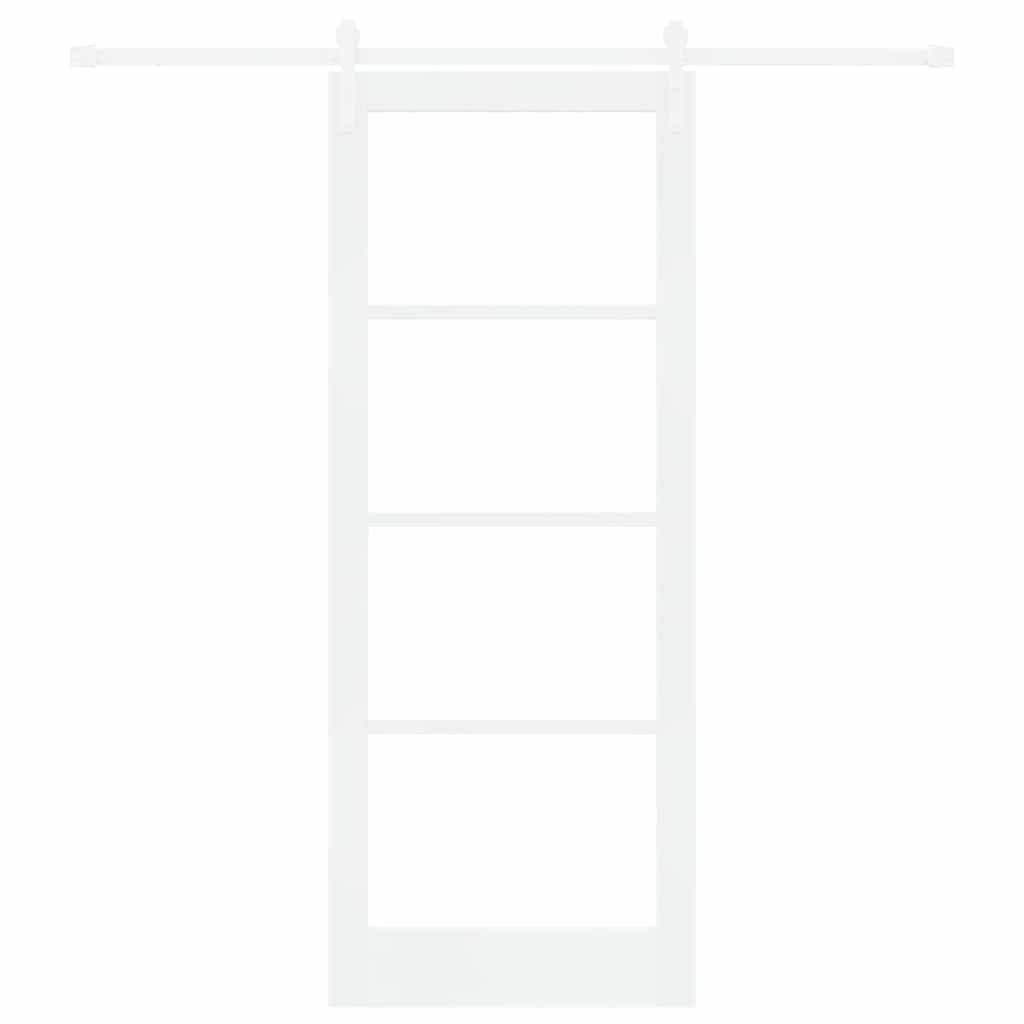 vidaXL Sliding Door ORKDAL White 83 x 211 cm Solid Pine Wood and Glass
