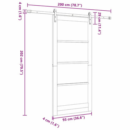 vidaXL Sliding Door ORKDAL Natural 93 x 202 cm