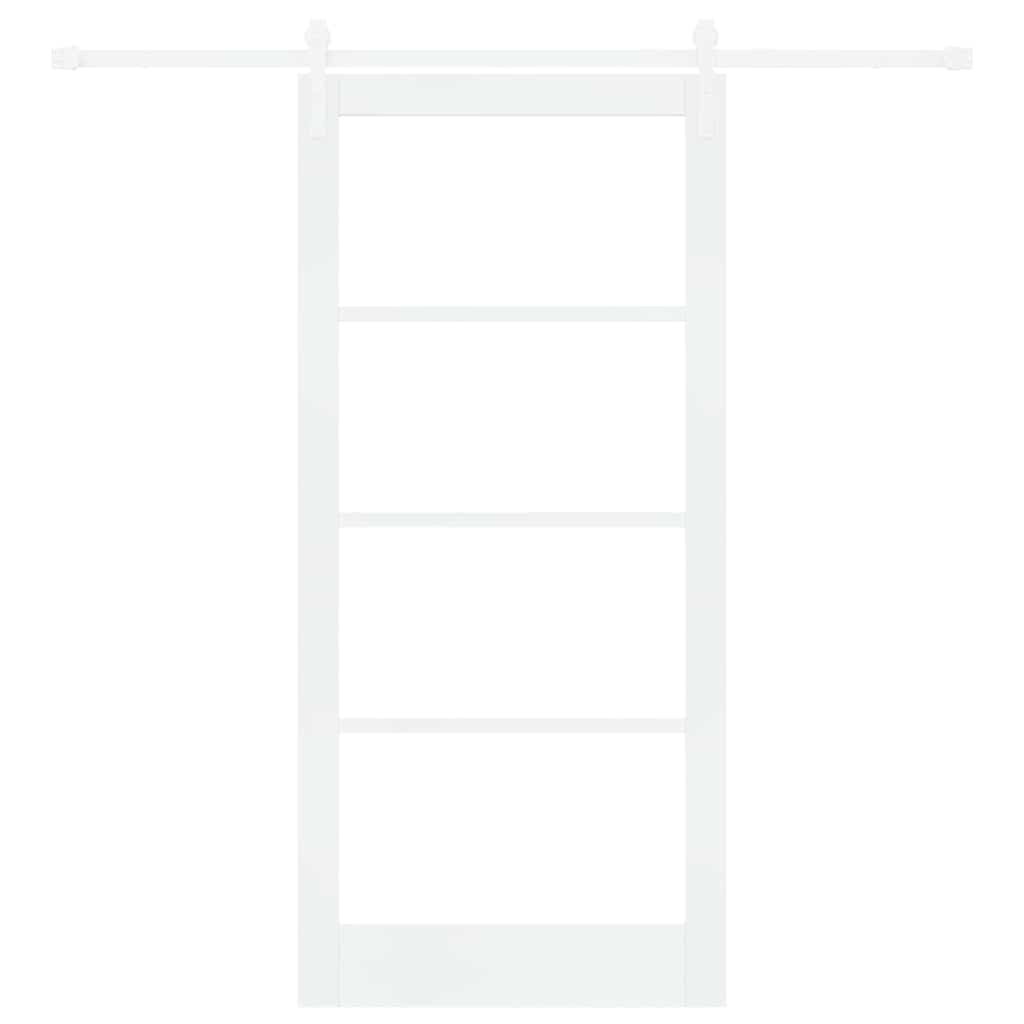 vidaXL Sliding Door ORKDAL White 93 x 202 cm Solid Pine Wood and Glass