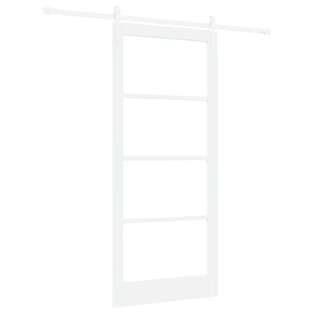 vidaXL Sliding Door ORKDAL White 93 x 211 cm Solid Pine Wood and Glass