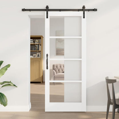 vidaXL Sliding Door ORKDAL White 83 x 202 cm Solid Pine Wood and Glass