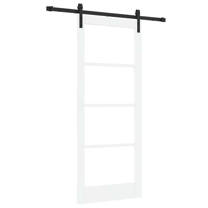 vidaXL Sliding Door ORKDAL White 83 x 202 cm Solid Pine Wood and Glass