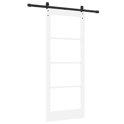 vidaXL Sliding Door ORKDAL White 83 x 202 cm Solid Pine Wood and Glass