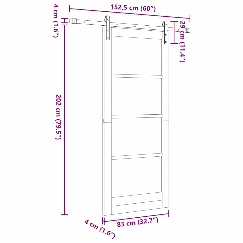 vidaXL Sliding Door ORKDAL White 83 x 202 cm Solid Pine Wood and Glass