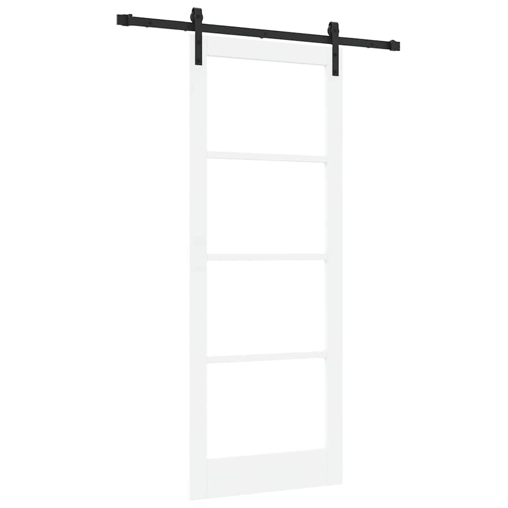 vidaXL Sliding Door ORKDAL White 83 x 211 cm Solid Pine Wood and Glass