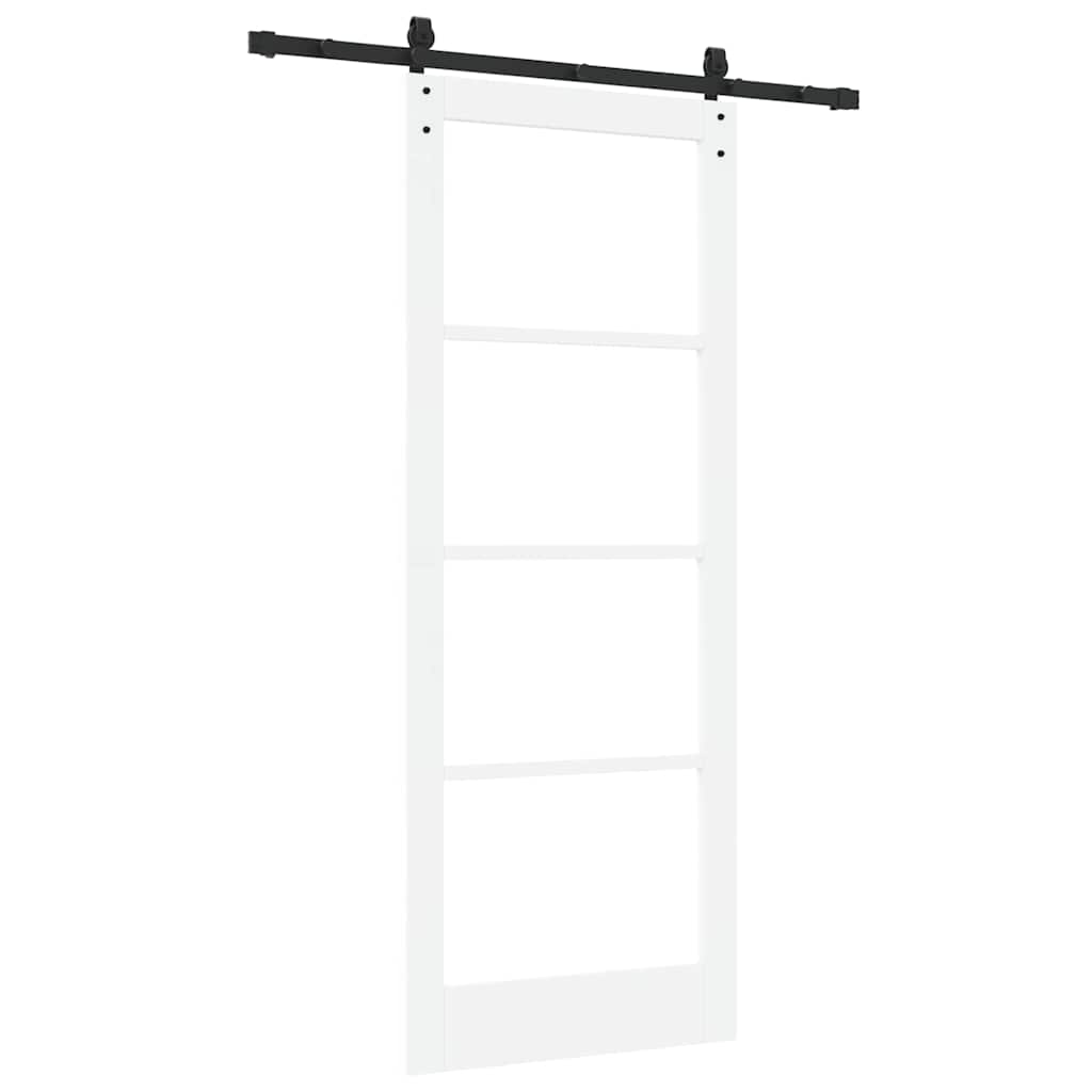 vidaXL Sliding Door ORKDAL White 83 x 211 cm Solid Pine Wood and Glass